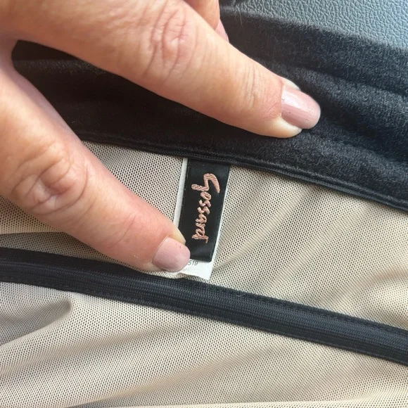 Gossard Black Lace Satin Corset Bustier 32D with Garters - Picture 5 of 6